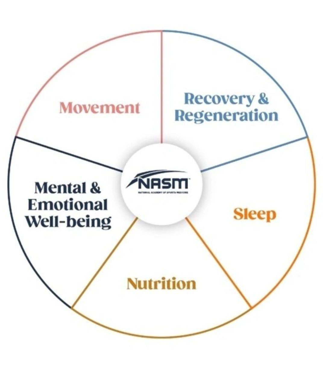 A diagram of the five components of mental and emotional well-being.