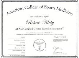 A certificate of completion for an exercise instructor.