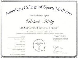 A certificate of completion for an acsm personal trainer.