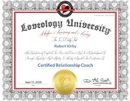 A certificate of completion for a certified relationship coach.
