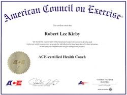 A certificate of completion for an ace health coach.